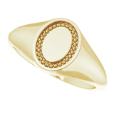 Engravable Oval Beaded Signet Ring