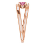 Pink Tourmaline & Diamond Bypass Ring 1/8 ctw - 14K Rose Gold