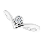 Diamond Solitaire Bezel-Set V Ring 1/10 ctw - Henry D Jewelry