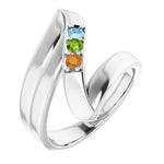 Engravable 3 Stone Family Ring - Sterling Silver