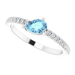 Aquamarine & Diamond Ring 1/6 ctw - Henry D