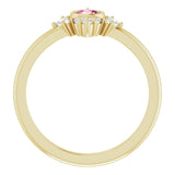 Pink Tourmaline & Diamond Ring 1/5 ctw - 14K Yellow Gold