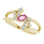Pink Tourmaline & Diamond Bypass Ring 1/8 ctw - Henry D Jewelry