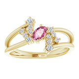 Pink Tourmaline & Diamond Bypass Ring 1/8 ctw - Henry D Jewelry