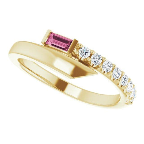 Pink Sapphire & Diamond Bypass Ring 1/6 ctw - Henry D Jewelry