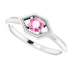 Pink Sapphire Geometric Ring - 14K White Gold