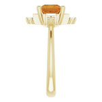 Citrine & Diamond Geometric Halo-Style Ring 1/5 ctw - 14K Yellow Gold