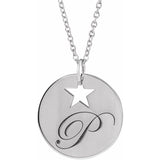 Pierced Star Engravable Disc Necklace