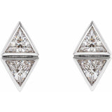 Two-Stone Bezel-Set Diamond Earrings 1/6 ctw - 14K White Gold