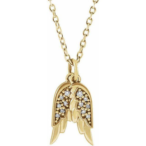 Angel Wings Diamond Necklace .03 ctw - 14K Yellow Gold - Henry D