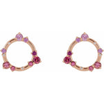 Multi Gemstone & Diamond Earrings .03 ctw - 14K Rose Gold