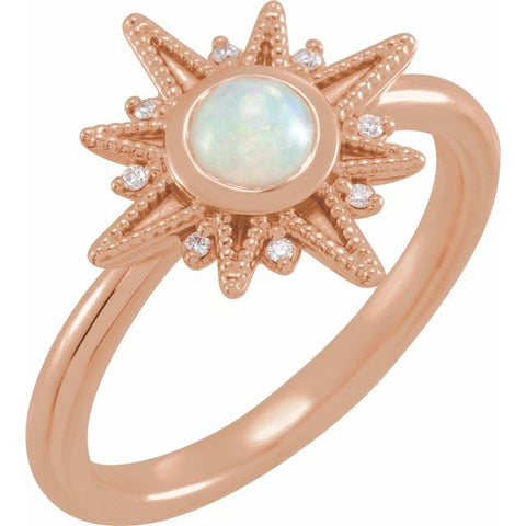 Ethiopian Opal & Diamond Ring .03 ctw