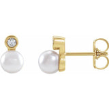 Akoya Pearl & Diamond Earrings  .06 ctw - Henry D