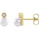 Akoya Pearl & Diamond Earrings 1/8 ctw - Henry D
