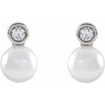 Akoya Pearl & Diamond Earrings  .06 ctw - Henry D