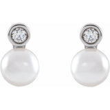 Akoya Pearl & Diamond Earrings  .06 ctw - Henry D