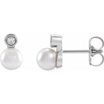 Akoya Pearl & Diamond Earrings 1/8 ctw - Henry D