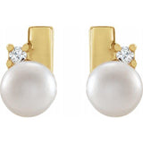 Akoya Pearl & Diamond Earrings .03 ctw - Henry D