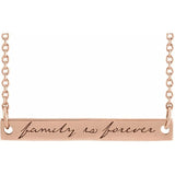 Family is Forever Engraved Bar Necklace