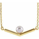 Akoya Pearl 4mm "V" Necklace 18" - Henry D Jewelry