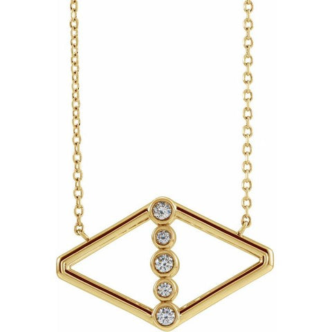 Diamond Geometric Necklace 1/8 ctw - 14K Yellow Gold