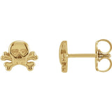 Petite Skull & Crossbones Earrings - 14K Yellow Gold