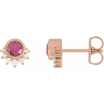 Rhodolite Garnet & Diamond Earrings .08 ctw - 14K Rose Gold