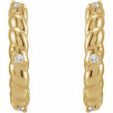 Diamond Rope Hoop Earrings .03 ctw - 14K Yellow Gold