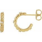 Diamond Rope Hoop Earrings .03 ctw - 14K Yellow Gold