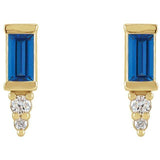 Blue Sapphire & Diamond Drop Earrings .04 ctw - Henry D