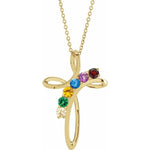 Family Birthstone Cross Necklace