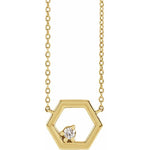 Diamond Honeycomb Necklace .06 ctw - 14K Yellow Gold