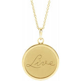 Live Engraved Disc Necklace - 14K Yellow Gold