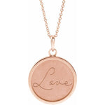 Love Engraved Disc Necklace