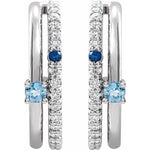 Multi Gemstone & Diamond Earrings 1/5 ctw - 14K White Gold