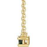 Green Tourmaline Baguette Solitaire Necklace - 14K Yellow Gold