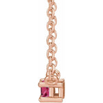Pink Tourmaline Baguette Solitaire Necklace