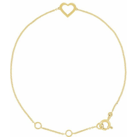 Heart Design Bracelet - 14K Yellow Gold