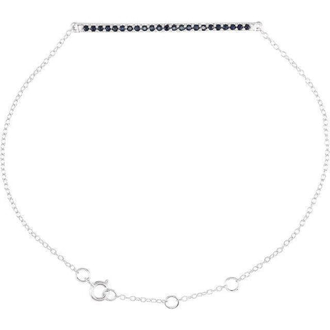 Blue Sapphire Bar Bracelet - 14K White Gold - Henry D