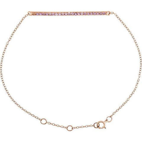 14K Rose Gold Pink Sapphire Bar Bracelet 5-7" - Henry D Jewelry
