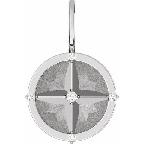 Diamond Compass Charm Pendant .03 ctw