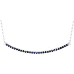 14K White Gold Blue Sapphire Bar Necklace 16-18" - Henry D Jewelry