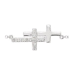 Double Sideways Cross CZ Bracelet - Sterling Silver