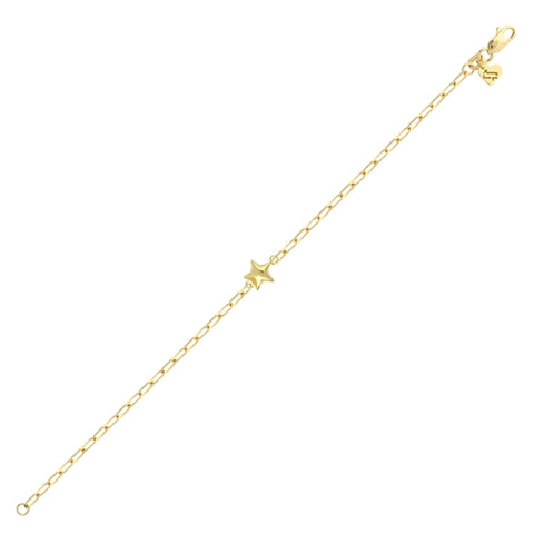 Youth Paperclip Star Bracelet - 14K Yellow Gold