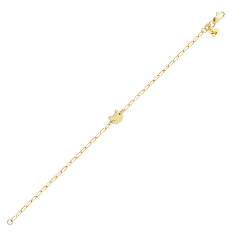 Youth Paperclip Cat Bracelet - 14K Yellow Gold