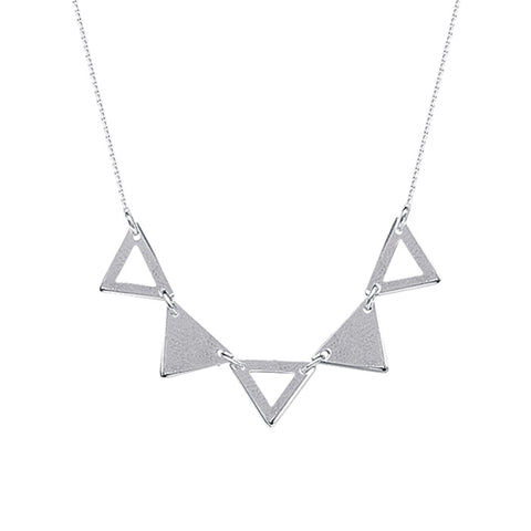 Open & Solid Triangle Necklace - Sterling Silver