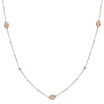 Puffed Mariner & CZ Station Necklace