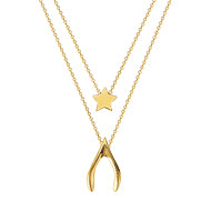 Wish Upon A Star Adjustable Layered Necklace - 14K Yellow Gold