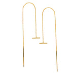 Petite Bar Chain Threader Earrings - 14K Yellow Gold
