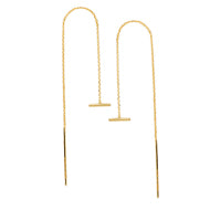 Petite Bar Chain Threader Earrings - 14K Yellow Gold